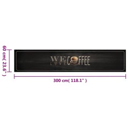 Tapis de cuisine lavable texte Coffee 60x300 cm velours 