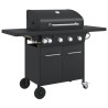 Barbecue gril à gaz avec 5 brûleurs noir acier enduit de poudre 