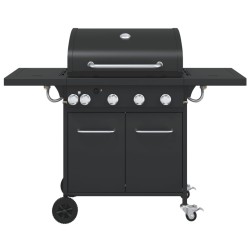 Barbecue gril à gaz avec 5 brûleurs noir acier enduit de poudre 