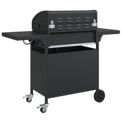 Barbecue gril à gaz avec 5 brûleurs noir acier enduit de poudre 