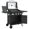 Barbecue gril à gaz avec 5 brûleurs noir acier enduit de poudre 