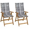 Chaises inclinables de jardin lot de 2 et coussins Bois acacia 