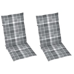 Chaises inclinables de jardin lot de 2 et coussins Bois acacia 