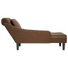 Fauteuil long avec coussin et accoudoir droit marron similicuir 