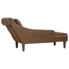 Fauteuil long avec coussin et accoudoir droit marron similicuir 