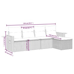 Salon de jardin 5 pcs avec coussins gris résine tressée 