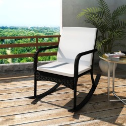 Chaise à bascule d'extérieur Noir Résine tressée 