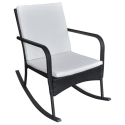 Chaise à bascule d'extérieur Noir Résine tressée 