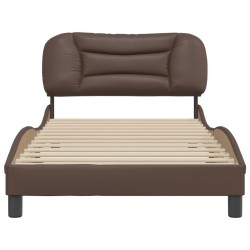 Cadre de lit sans matelas marron 100x200 cm similicuir 
