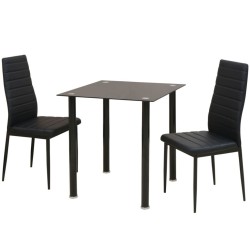 Ensemble de table et chaise de salle à manger 3 pièces noir 