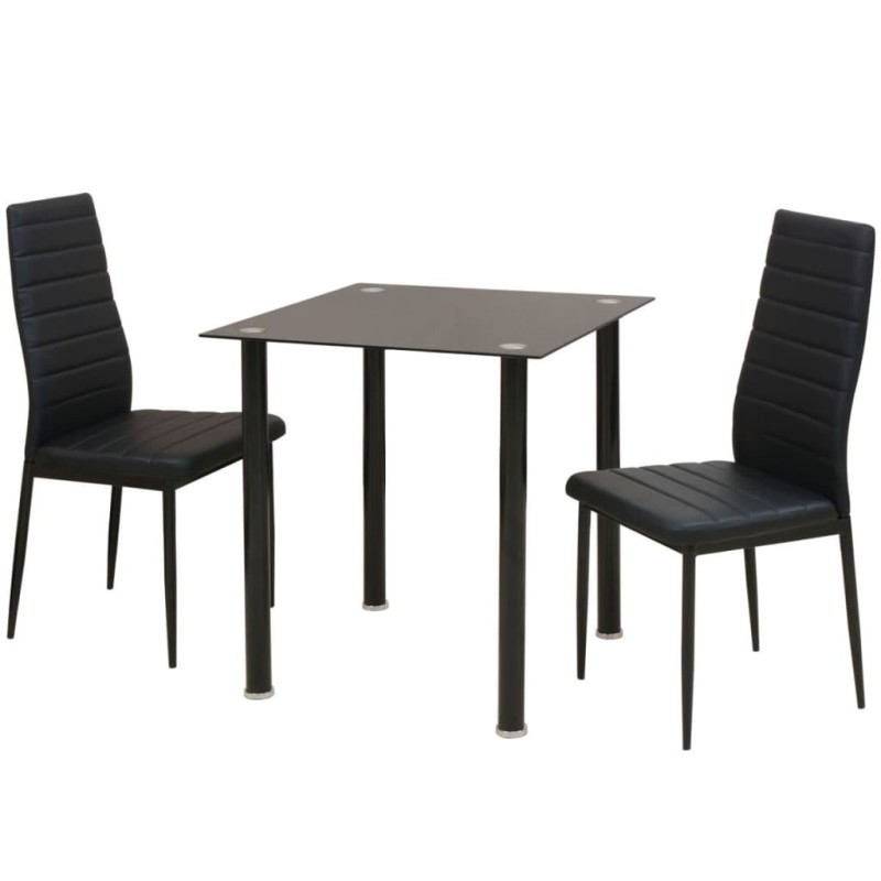 Ensemble de table et chaise de salle à manger 3 pièces noir Ensemble de table et chaise de salle à manger 3 pièces noir