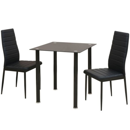 Ensemble de table et chaise de salle à manger 3 pièces noir 