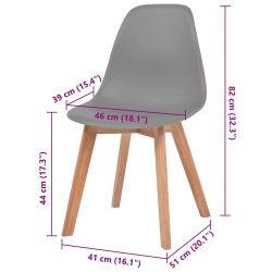 Chaises à manger lot de 4 Gris Plastique 