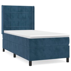 Sommier à lattes de lit avec matelas Bleu foncé 100x200 cm 