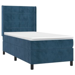Sommier à lattes de lit avec matelas Bleu foncé 100x200 cm 