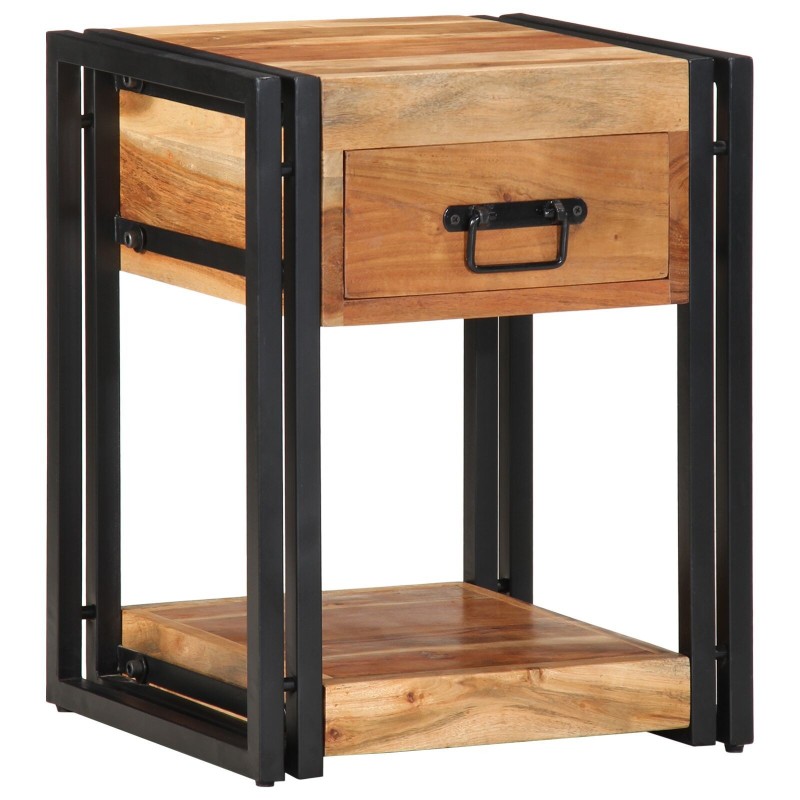 Set de 2 tables de nuit 40x35x50 cm en bois d'acacia massif 