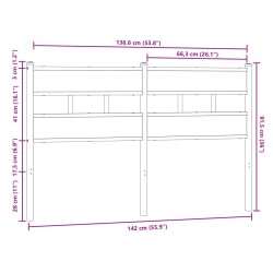 Tête de lit chêne marron 135 cm acier et bois d'ingénierie 