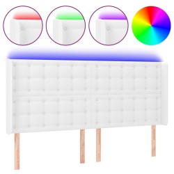 Tête de lit à LED Blanc 163x16x118/128 cm Similicuir  