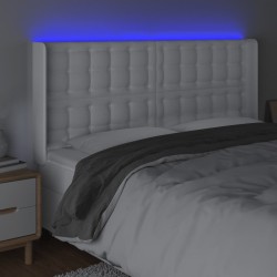 Tête de lit à LED Blanc 163x16x118/128 cm Similicuir  