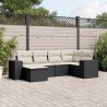Salon de jardin 6 pcs avec coussins noir résine tressée 