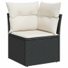 Salon de jardin 6 pcs avec coussins noir résine tressée 