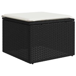 Salon de jardin 6 pcs avec coussins noir résine tressée 