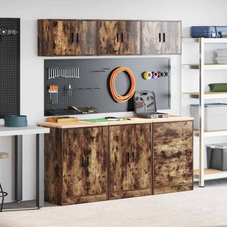 Armoires de garage 6 pcs chêne fumé bois d'ingénierie 