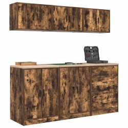 Armoires de garage 6 pcs chêne fumé bois d'ingénierie 