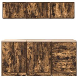 Armoires de garage 6 pcs chêne fumé bois d'ingénierie 