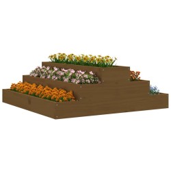 Jardinière Marron miel 80x80x27 cm Bois massif de pin 