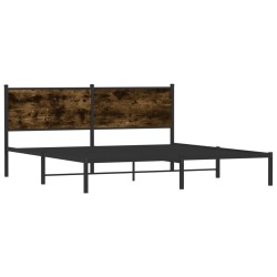 Cadre de lit en métal sans matelas chêne fumé 183x213 cm 