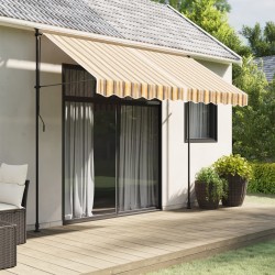 Tissu de remplacement de cantonnière d’auvent rayure jaune gris 