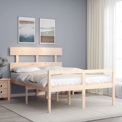 Lit pour personne âgée sans matelas 140x190 cm bois massif 