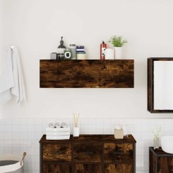 Armoire murale de bain chêne fumé 100x25x30cm bois d'ingénierie 