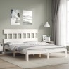 Cadre de lit sans matelas blanc bois de pin massif 