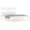 Cadre de lit sans matelas blanc bois de pin massif 