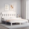 Cadre de lit sans matelas blanc bois de pin massif 