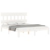 Cadre de lit sans matelas blanc bois de pin massif 