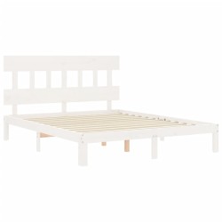 Cadre de lit sans matelas blanc bois de pin massif 