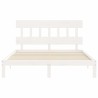 Cadre de lit sans matelas blanc bois de pin massif 