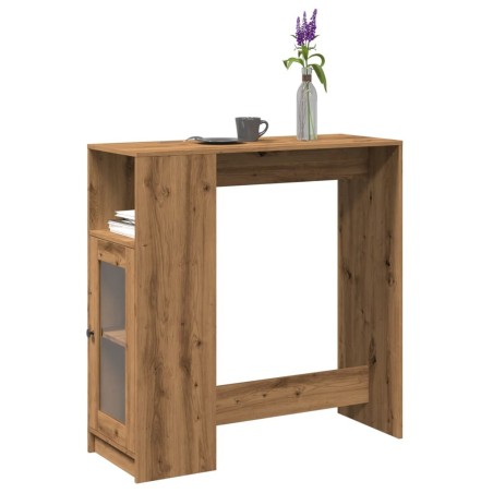 Table de bar avec étagères chêne artisanal bois d'ingénierie 