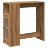Table de bar avec étagères chêne artisanal bois d'ingénierie 