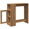 Table de bar avec étagères chêne artisanal bois d'ingénierie 