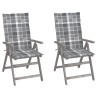Chaises inclinables de jardin lot de 2 et coussins Bois acacia 