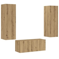 Meubles TV muraux 3 pcs chêne artisanal bois d'ingénierie 