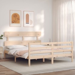 Cadre de lit sans matelas bois massif 