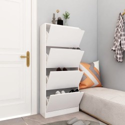Armoire à chaussures 4 portes Blanc 59x24x136 cm Aggloméré 