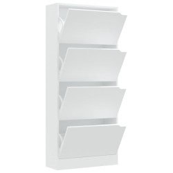 Armoire à chaussures 4 portes Blanc 59x24x136 cm Aggloméré 