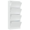 Armoire à chaussures 4 portes Blanc 59x24x136 cm Aggloméré 