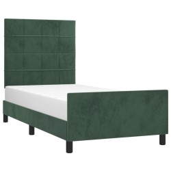 Cadre de lit sans matelas vert foncé 90x190 cm velours 